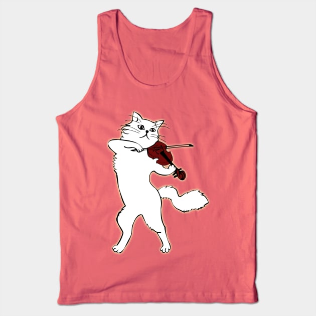 Cat Playing Violin Tank Top by DonnaPeaches